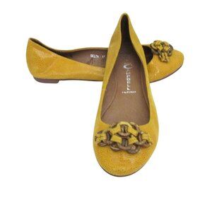Jeffrey Campbell Ibiza Last Mustard Yellow Leather Flats Size 11M